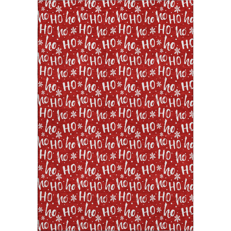 Premium Machine Washable Dockside AMF1814 HoHoHo Snowy Christmas Rug, Rectangle 2'6" x 3'10"