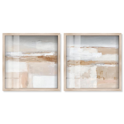 «Neutral Harmony Abstract Art», ensemble de 2 panneaux par Shadowbox 