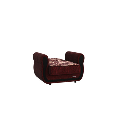 Fauteuil convertible rembourré avec rangement de la collection Collection Bourgogne, convient aux petits espaces, à un coin salon en chenille de qualité, capacité de poids de 300 lb, collection de coussins épais, parfait pour les maisons compactes