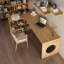Ensemble de bureau en bois massif en L 78,74 "Burlywood