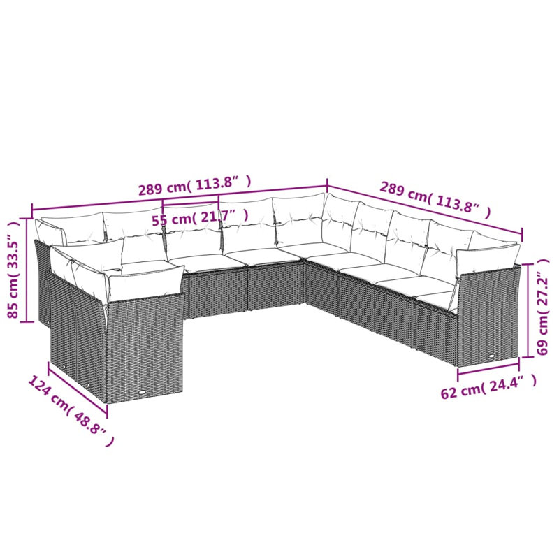 Ensemble de canapé de jardin Vidaxl, Beige, Blanc