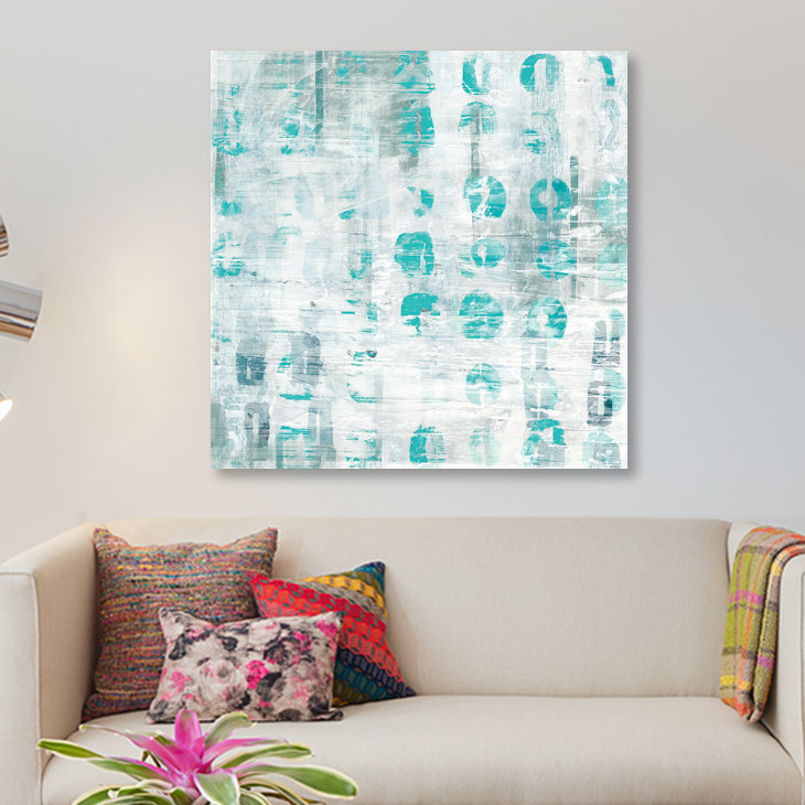 «Blue Static IV», reproduction d'impression sur toile tendue, H 26 po x l 26 po x P 1,5 po, Toile tendue, Pas de tapis
