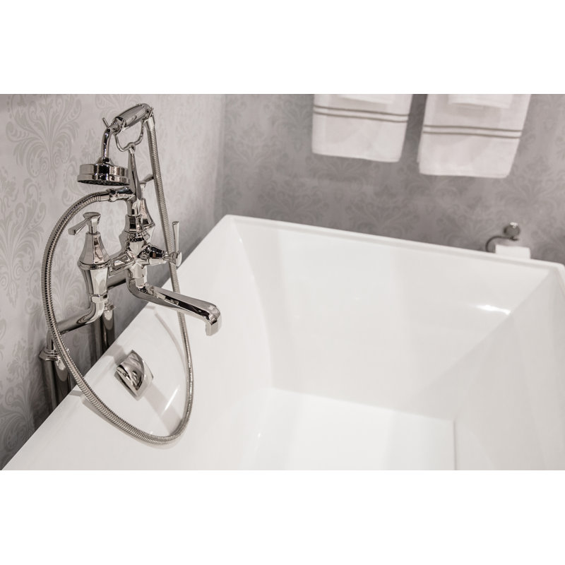 Deco Exposed Floor Mount Tub Filler, Lever Handle, Polished Chrome