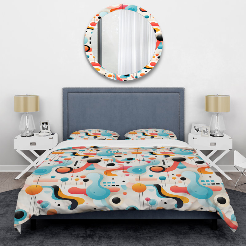 Literie Trendy Patterns 1970S Style III, Housse de couette pour grand lit et 2 taies décor