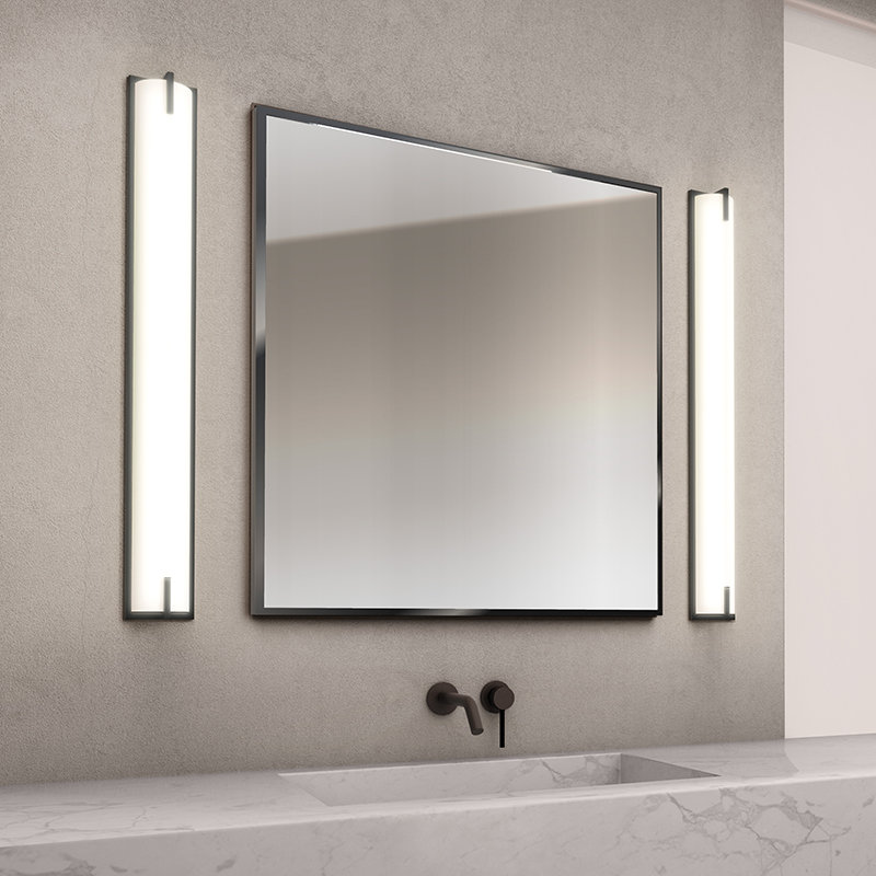 Barre d'éclairage de salle de bain 1 lumière DEL New Edge, Nickel satiné, 21 W, H 5 po x l 40 po x P 2,8 po