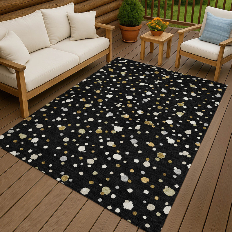 Machine Washable Indoor/Outdoor Chantille ACN2518 Geometric Rug, Rectangle 3' x 5', Black