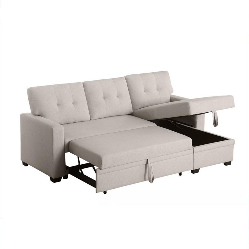 Warrendale Wide Reversible Sleeper Sofa & Chaise, Beige Linen