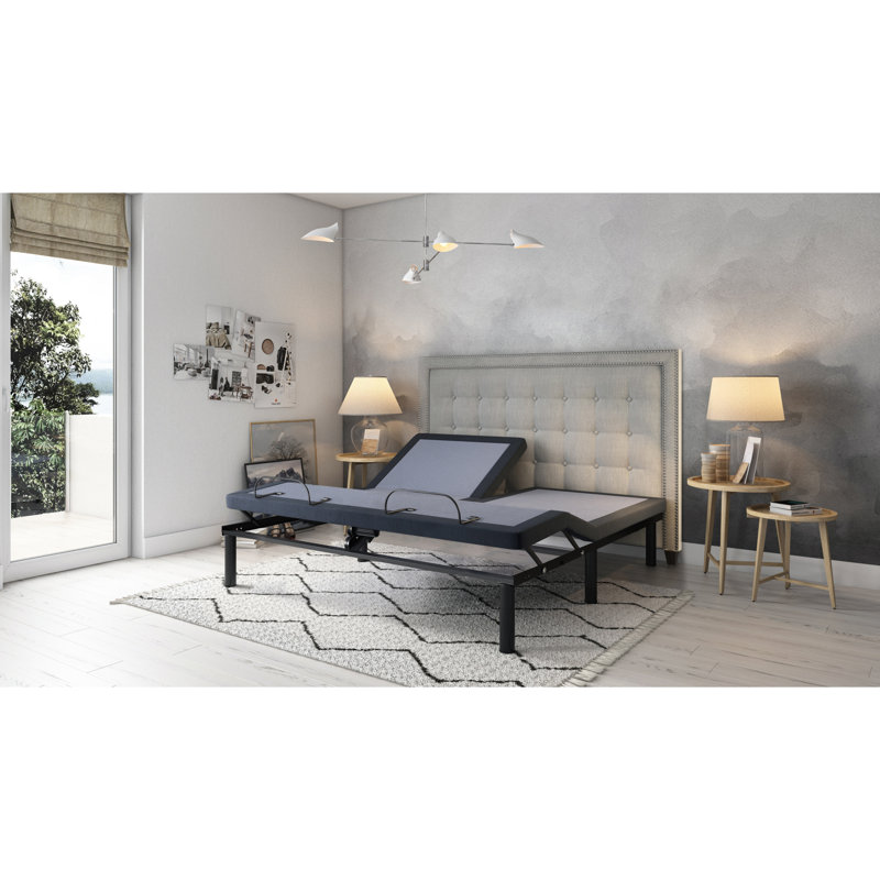 Grand lit réglable Bt3000 - Positionnement de la tête et des pieds avec télécommande, 2 réglages programmables, chargeurs, 3 positions préréglées (télé / gravité zéro / détente), massage intense, lumières DEL, pile d'urgence