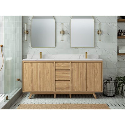 72'' Double Bathroom Vanity with Quartz Top