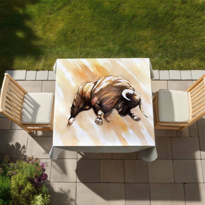 Bull to attack - Orange Indoor/Outdoor Tablecloth for Man Cave