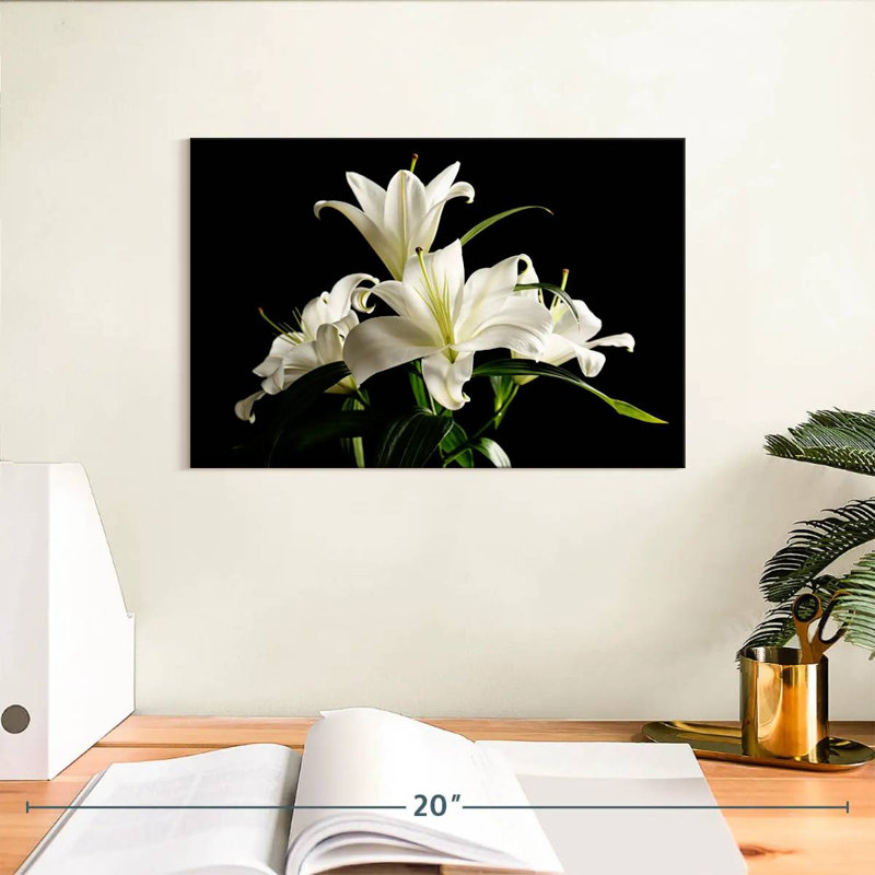 Fleurs de lys blanc Harnek, H 8 po x l 12 po