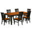 Ensemble de table de salle à manger 7 pièces composé d'une table de salle à manger rectangulaire avec feuille papillon et 6 chaises, noir et cerise-709570533-709570553
