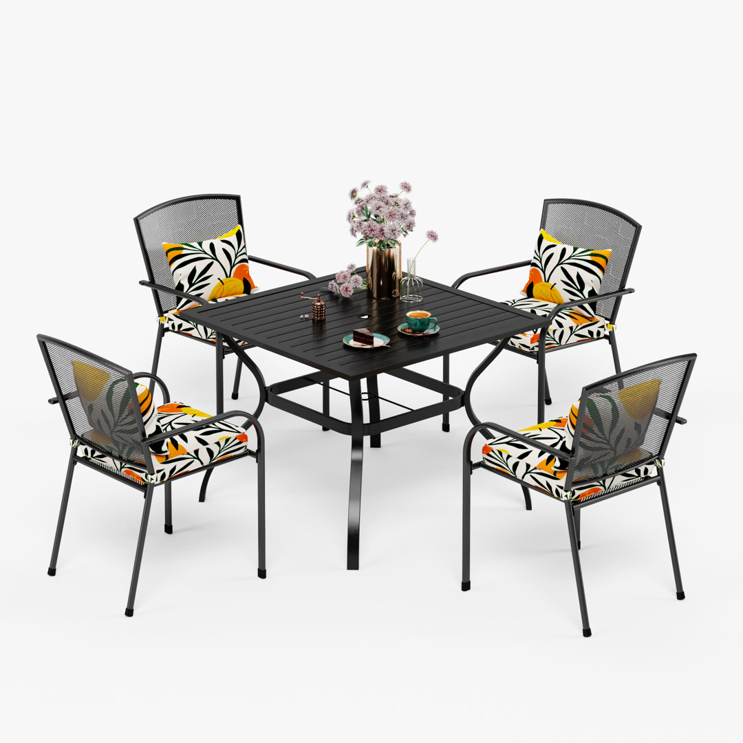 Alyah Square 5 - Piece 4 - Person 93.98Cm L Outdoor Table Set