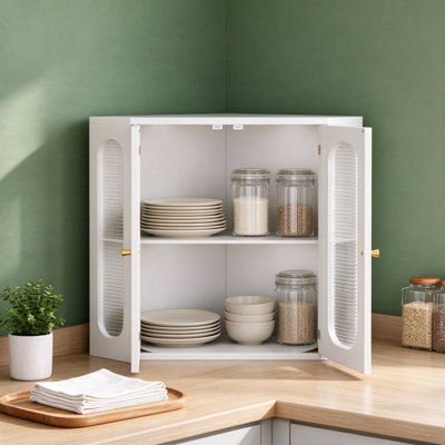 Corner Bread Box for Kitchen Countertop, Large Double Layer Bamboo Bread Storage Bin with Capsule Acrylic Windows, Farmhouse Counter Organizer for Bread, Pastries and Snacks