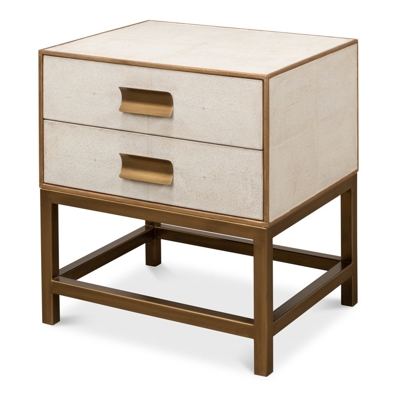 Shagreen 22'' W Solid Wood Nightstand, Osprey White