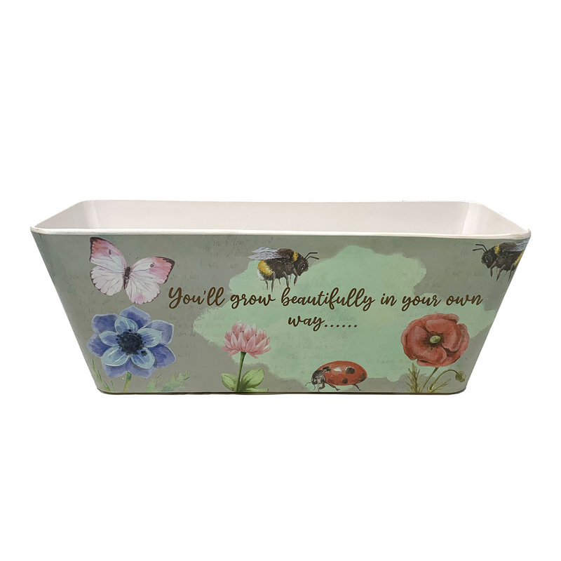 16" Multicolor Bamboo Fiber Rectangular Self-Watering Planter