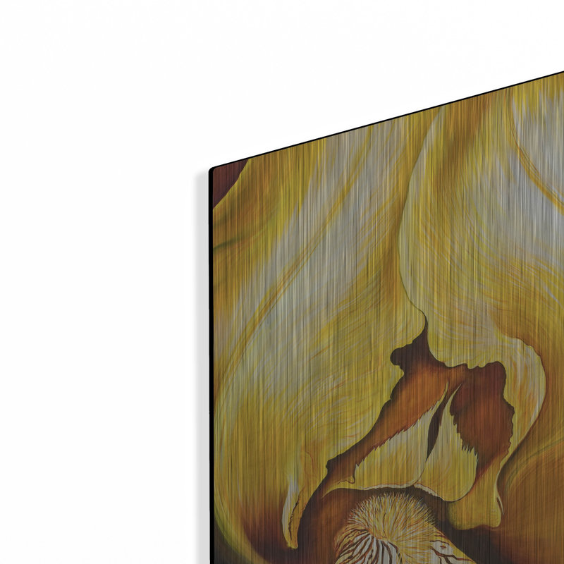  «Yellow Iris» par Olga Dorenko, art mural en métal, 16 po x 24 po