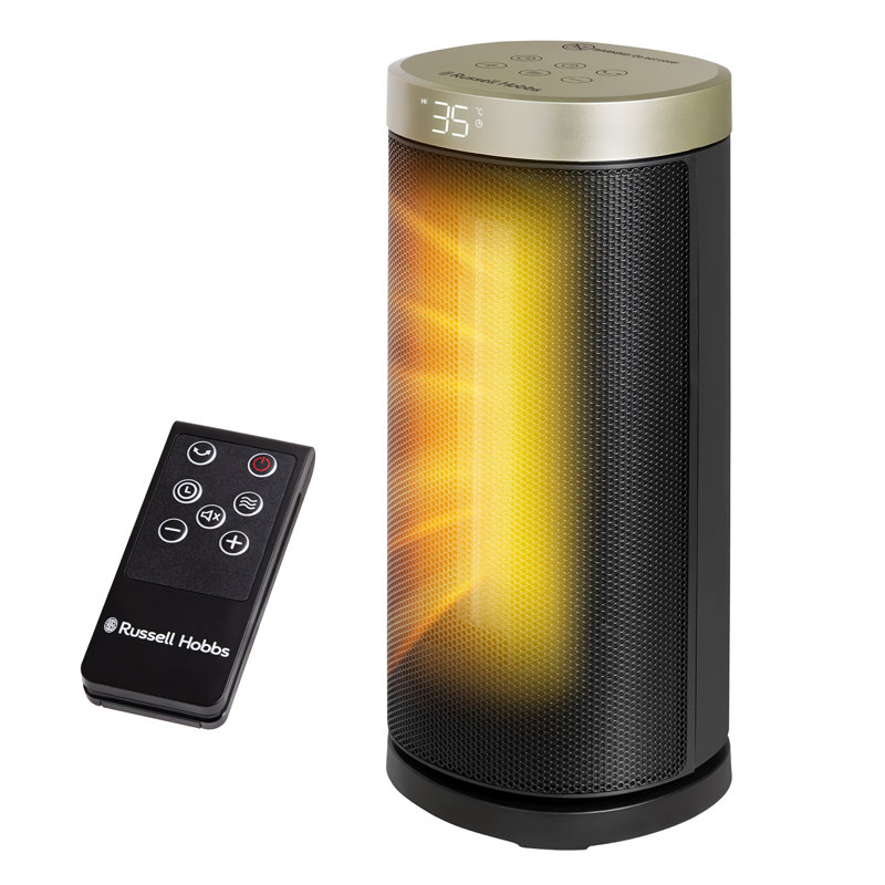 Russell Hobbs Rhcth2001 2kw Oscillating Ceramic Heater W/digital Display, Black/Gold