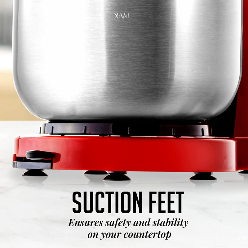 Ovente Red 3.5-Quart Stainless Steel Stand Mixer with Variable Speed