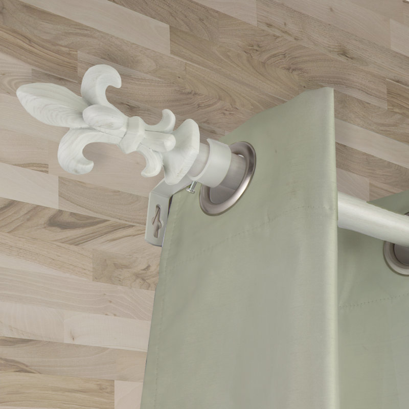 Tringle à rideaux simple Lemoine, 66" - 120", Blanc perle