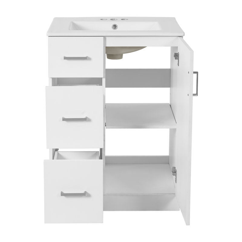 Meuble-lavabo moderne 24 "avec lavabo, Blanc