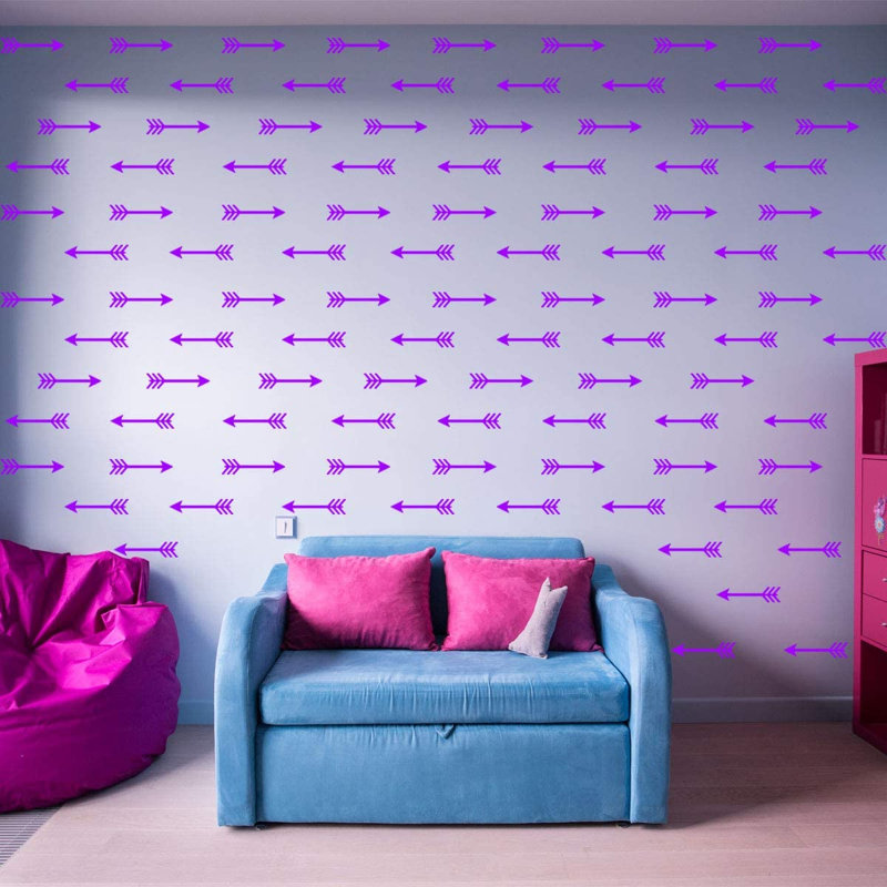 Décalcomanie murale flèches, H 1,5 po x l 7,5 po x P 0,6 po, Mauve
