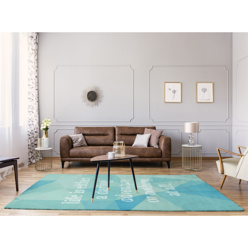 Tapis en poly-chenille life quote, Rectangle 5 pi x 7 pi