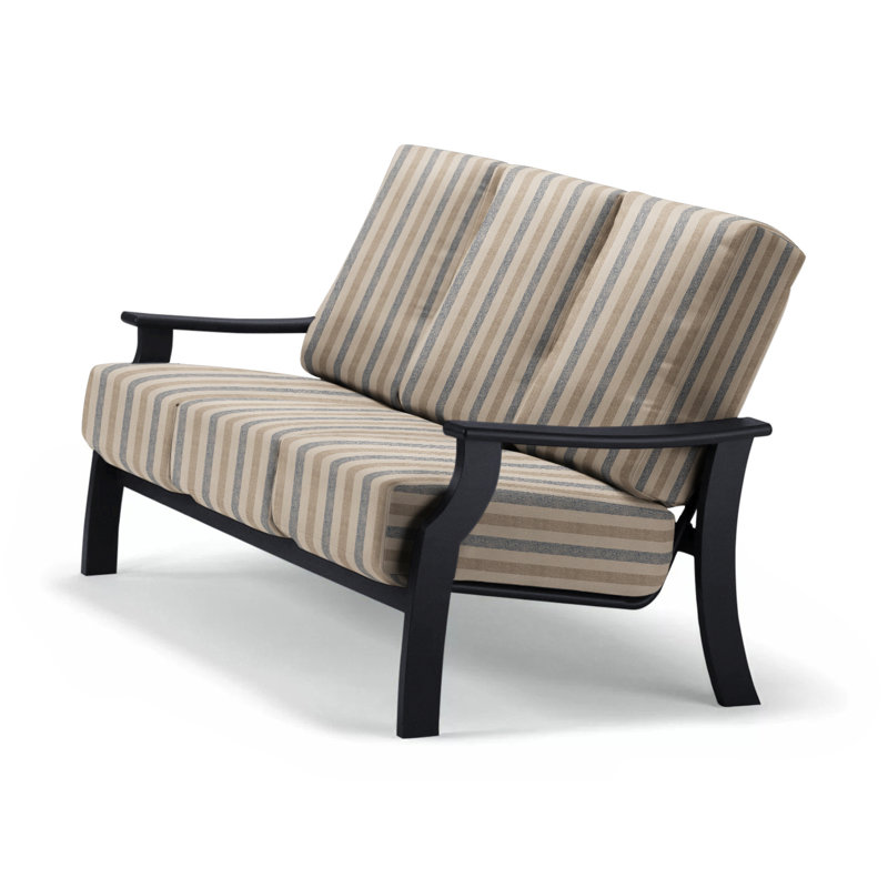 St. Catherine 74'' Wide Patio Sofa with Cushions, Red 1A, Black