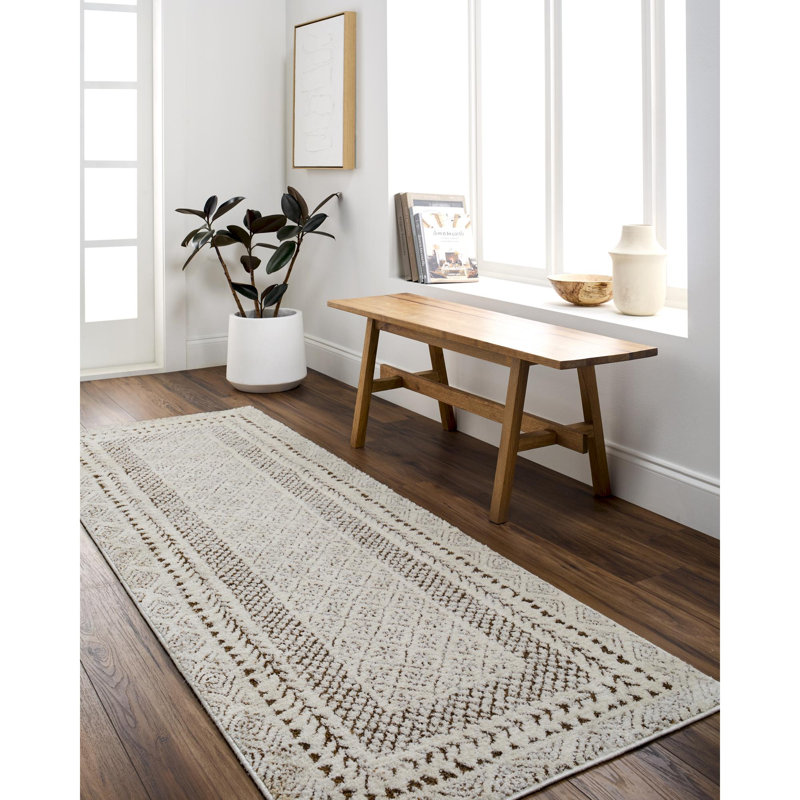 Tapis brun tissé à la machine Calvo, Tapis de couloir 2 pi 8 po x 7 pi 3 po