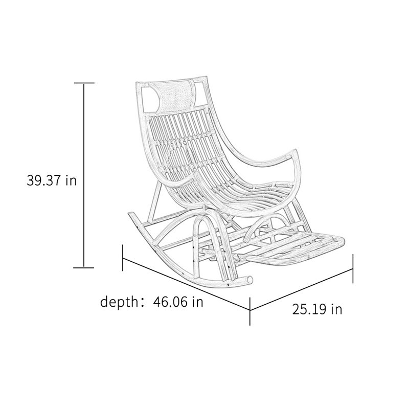Chaise berçante en rotin naturel naturel