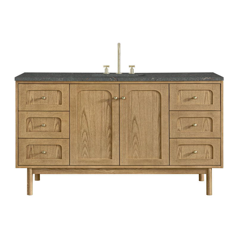 Laurent 60'' W Single Vanity, 8" Centers, Light Natural Oak, Parisien Bleu