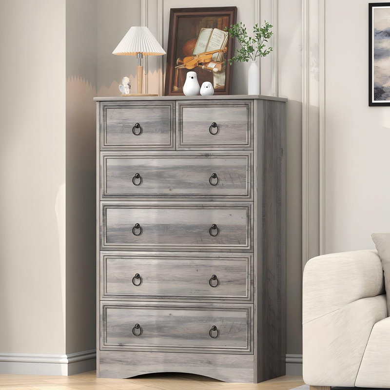 31.49 " W 6 - Drawer Dresser, Gray