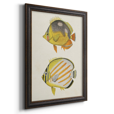 Jaune et gris poisson IV - toile encadrée de qualité supérieure - prête à être accrochée
