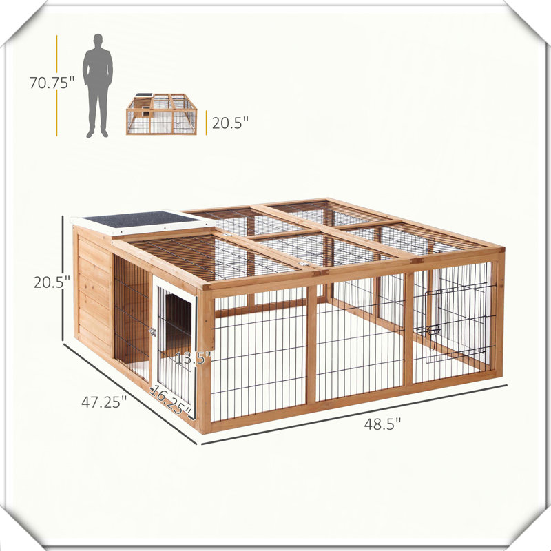 Cage à lapin imperméable avec trois portes de ventilation ouvertes, Naturel