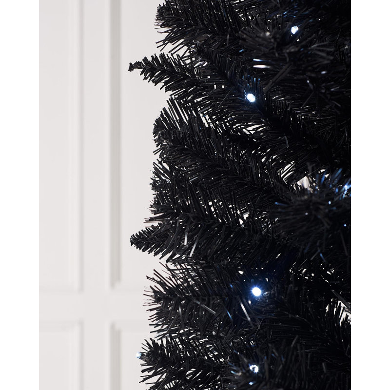 6' H Lighted Artificial Christmas Tree, Cool White, Black