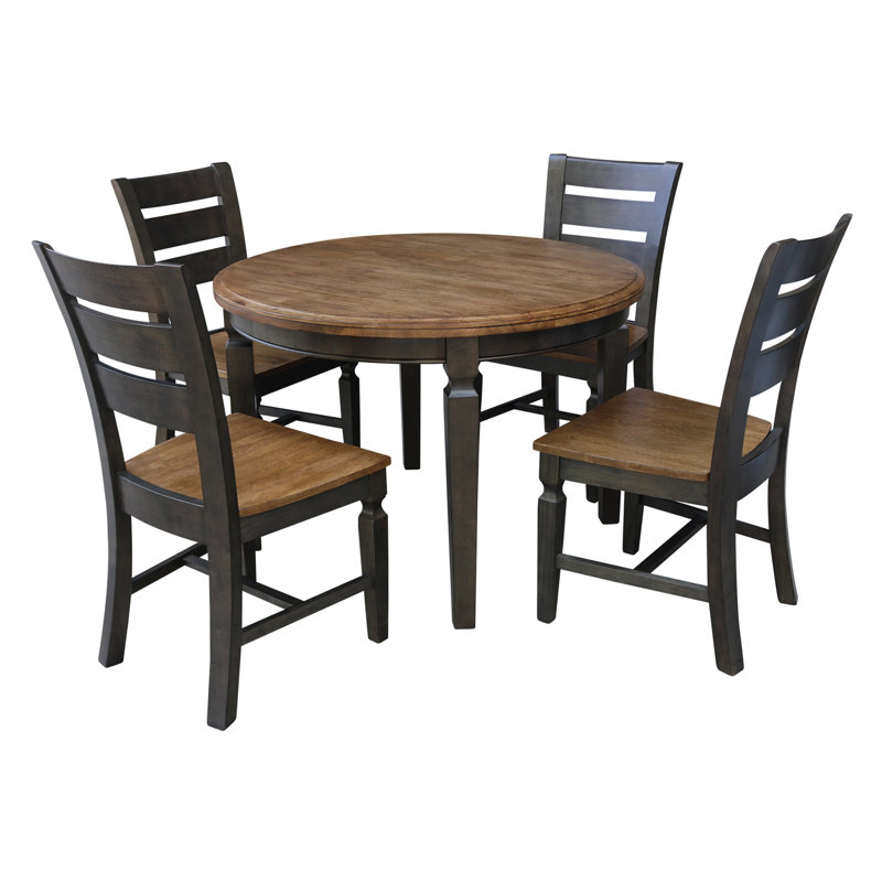 Pasquale 4 - Person Solid Wood Dining Set, Washed Coal