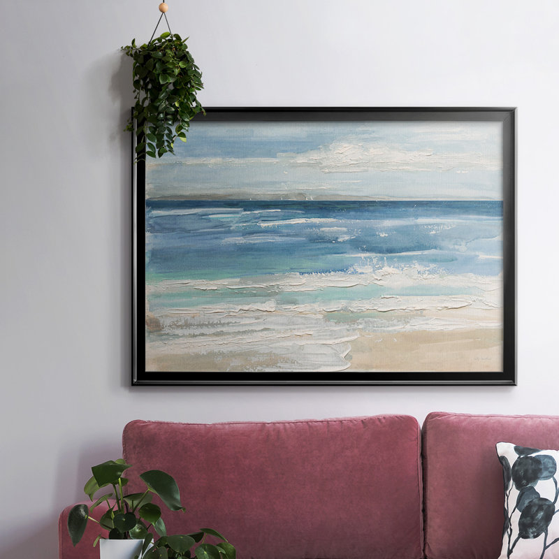 Vagues de l'océan I, Toile avec cadre flottant noir, H 18 po x l 26 po x P 1,5 po