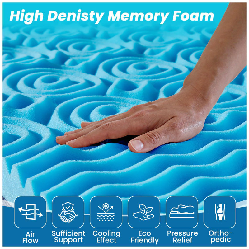 7 Zone Mattress Topper Full Body Support Pressure Relief Soft Polyurethane Foam Comfort Layer for Enhanced Sleep Quality, 7cm