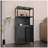 Black Bamboo Storage Cabinet, Separate Bathroom Cabinet With 2 Doors, Floor Cabinet Organizer For Living Room, Kitchen, Entrance-263510481