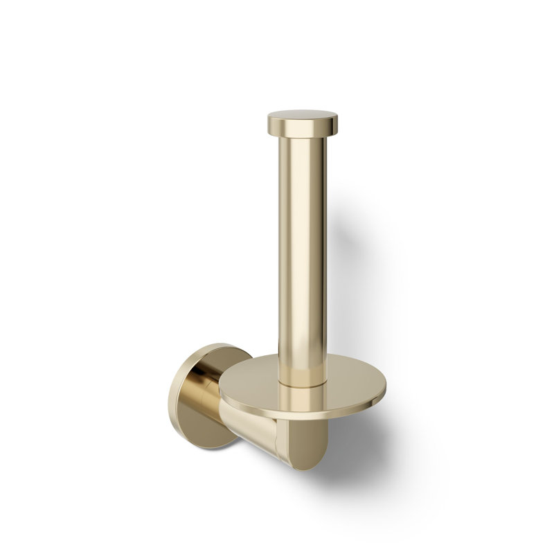 Vertical Wall Mount Toilet Paper Holder, Gloss Gold