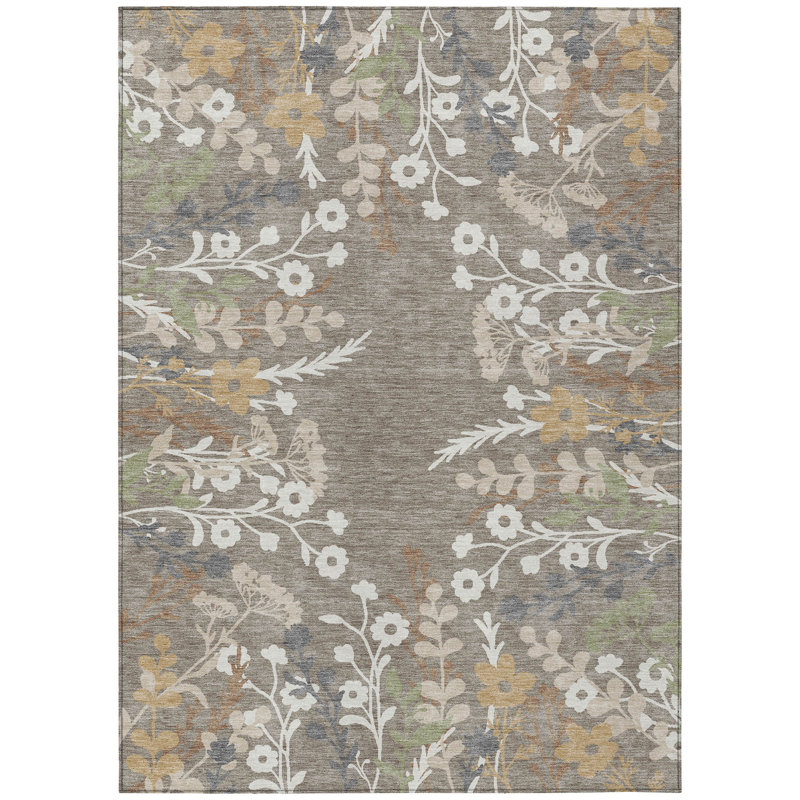 Machine Washable Indoor/Outdoor Adalaide ACN2334 Floral Rug, Rectangle 5' x 7'6"