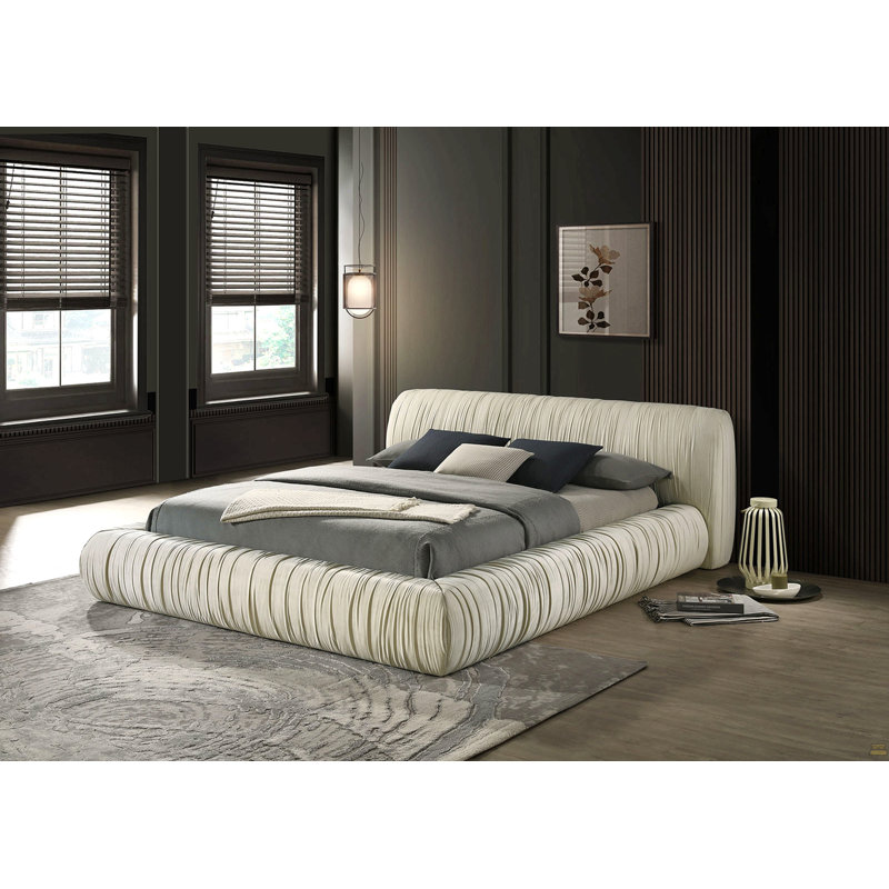 Lit tapissier en tissu pour lit très grand 1 pièce Est, Très grand lit, Ivoire ivoire