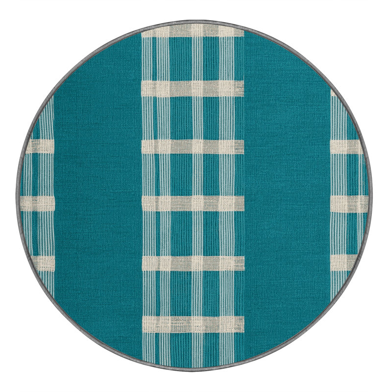 Tapis vert à carreaux lavable à la machine, Rond 8 pi