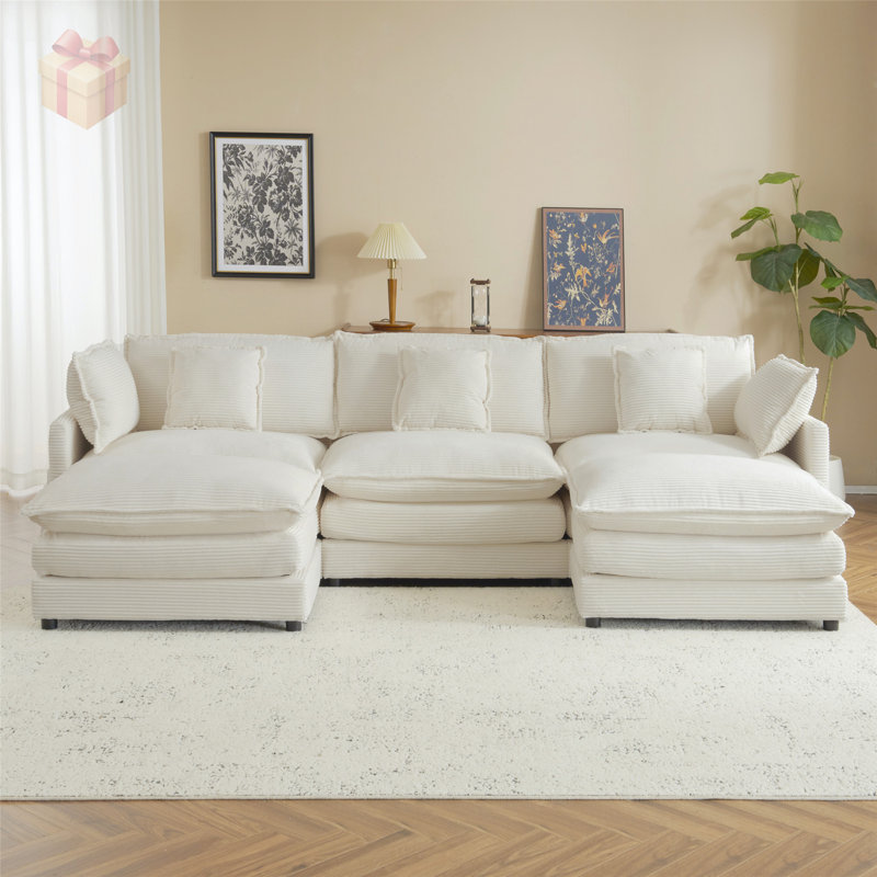 Canapé modulaire modulaire avec assise très profonde, mousse à deux couches à haute densité et repose-pieds mobile pour un confort et une flexibilité ultimes