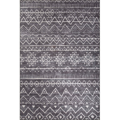 Ottilie Ethnic Patterned Woven Base Decorative Black Carpet