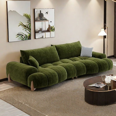 Adjustable back curved seating deep retro sofa