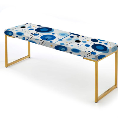 Minimalist Cobalt Blue Circles Geometry - Geometric Upholstered Gold Bench