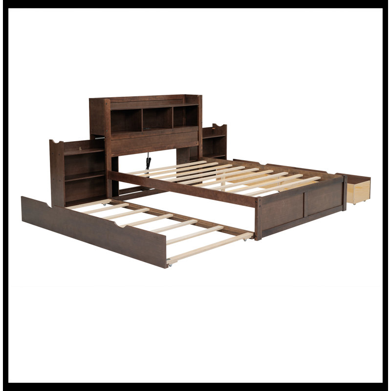 Lit plateforme avec rangement Mimma, Espresso
