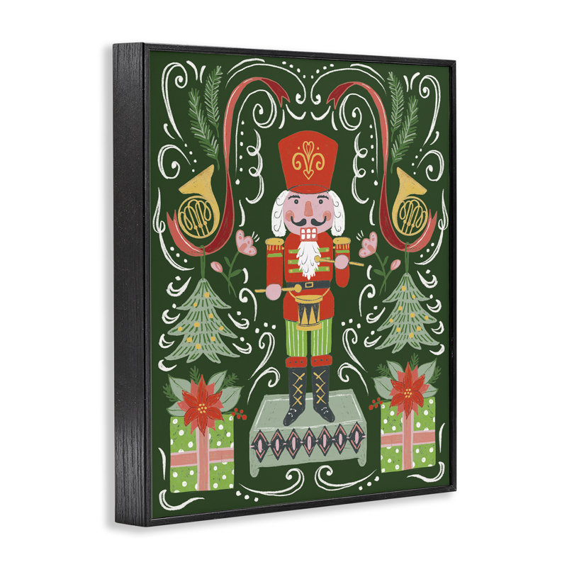 Célébration festive de casse-noisette, estampe numérique, conception par Jo Reid, Giclée encadrée noir minuit