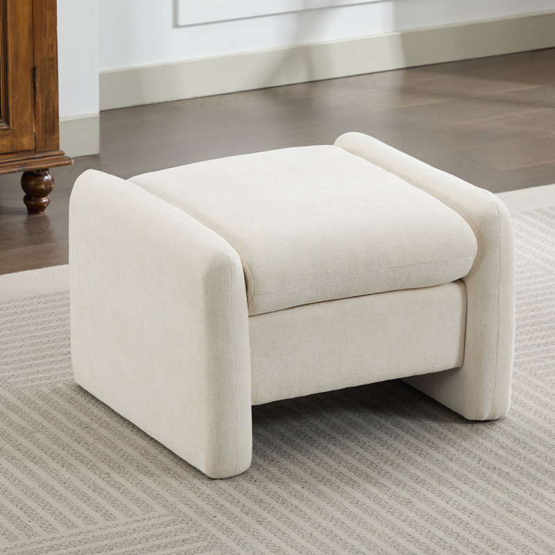 Upholstered Ottoman, Beige